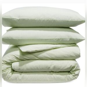 NWT - AQUA Gingham Queen Green Duvet Cover Set